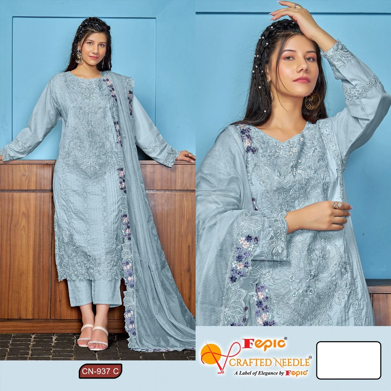 Fepic Cn 937 Cambric Embroidered Wholesale Pakistani Readymade Salwar Suit Catalog — Wholesale Pakistani Suits, MPA wholesale from Surat - Gallery Image 3